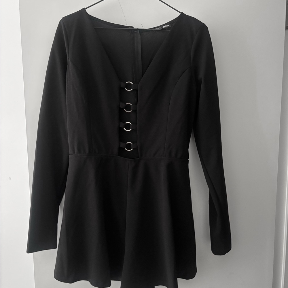 Fashion Nova Black Long Sleeve Romper
